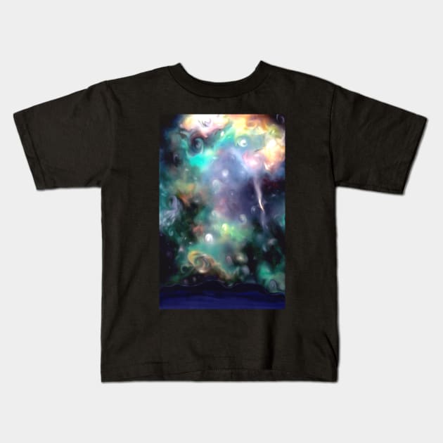 starry night nebula stars sky Kids T-Shirt by druidwolfart